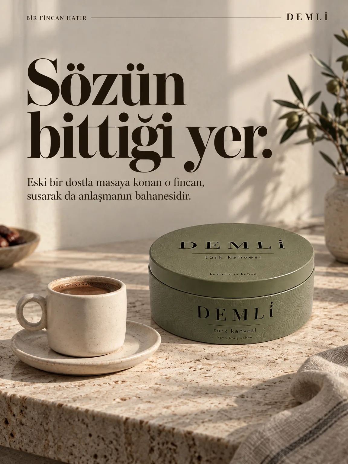 Aynı kampanya dili, altı ürün (4/6): DEMLİ Türk kahvesi afişi.